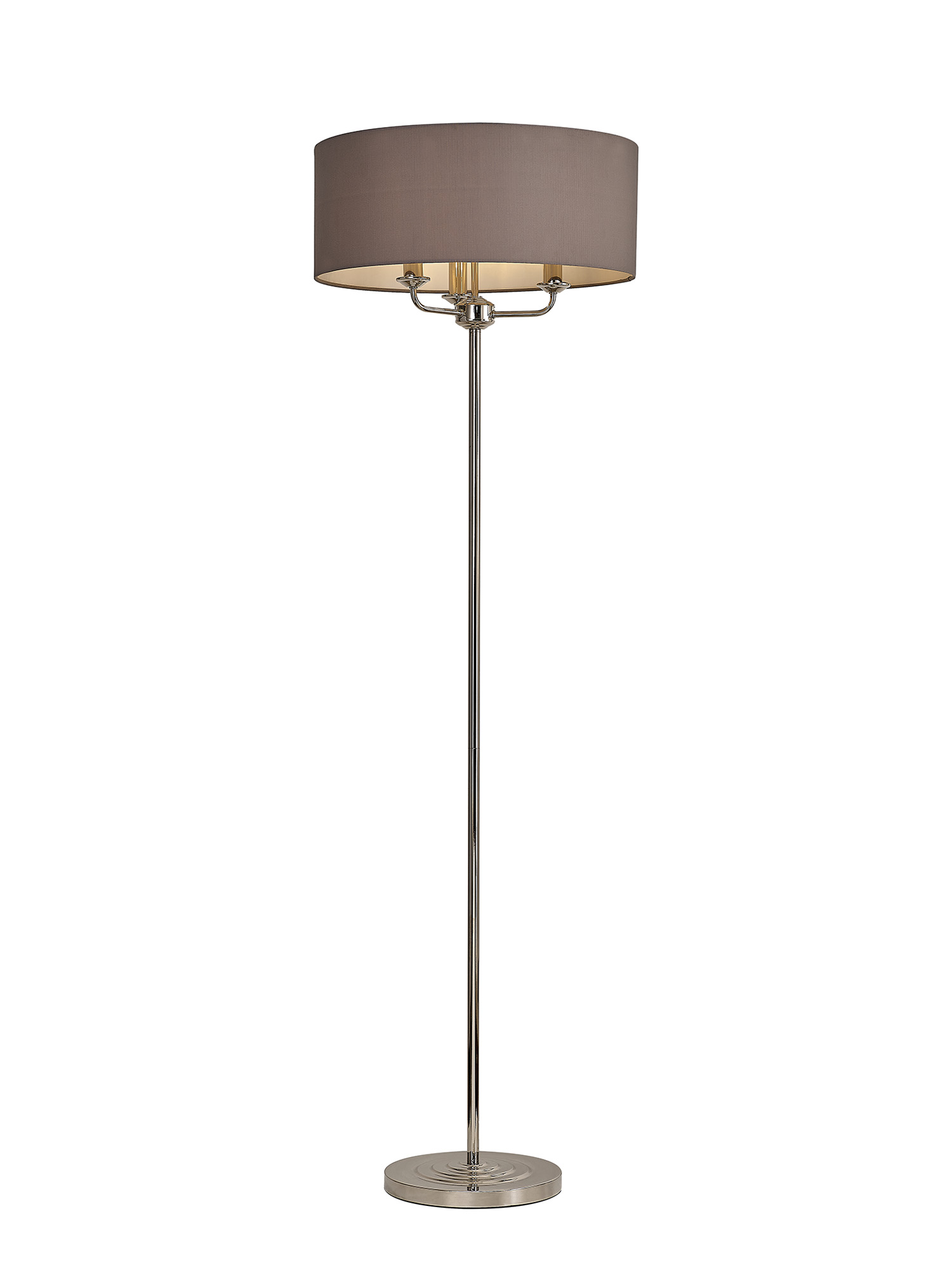 DK0894  Banyan 45cm 3 Light Floor Lamp Polished Nickel, Grey